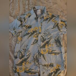 Tropical Blue and Yellow Casual Button Down Shirt